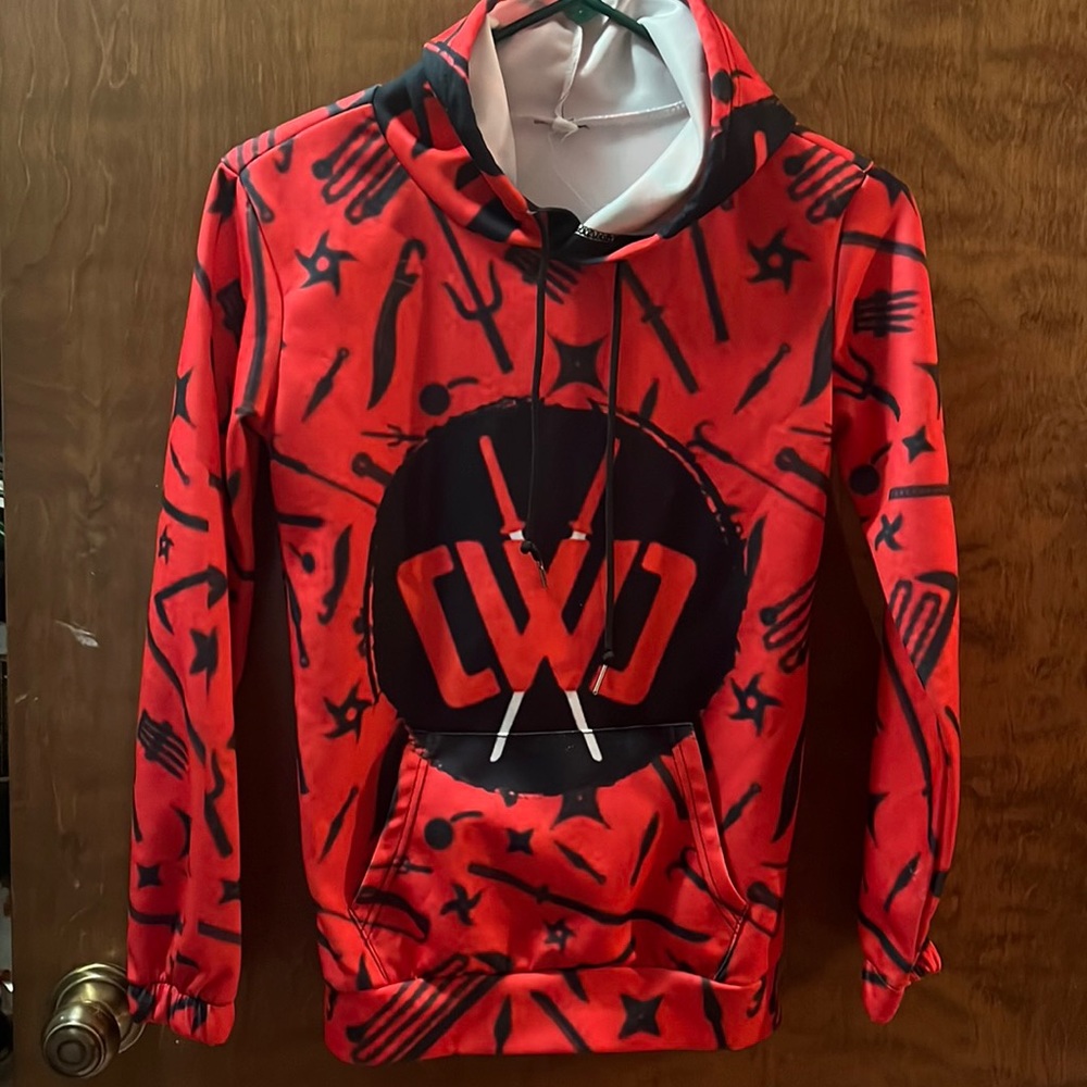 Ninja design hoodie. Red/black. S man’s  or large youth. Worn once VGC
